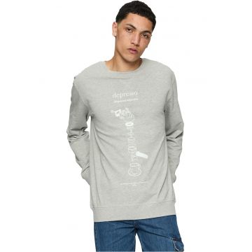 Bluza de trening unisex cu imprimeu si decolteu la baza gatului