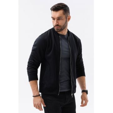 Bluza sport din amestec de bumbac cu fermoar - Negru -