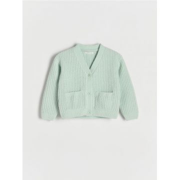 Reserved - Cardigan cu buzunare - verde-pal