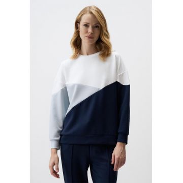 Bluza de trening colorblock cu decolteu la baza gatului