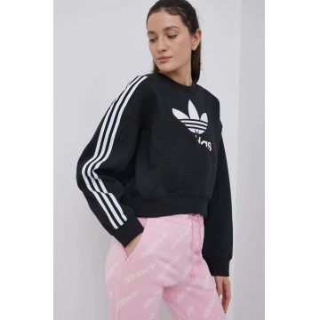 adidas Originals bluză Adicolor HC4622 femei, culoarea negru, cu imprimeu HC4622-BLACK