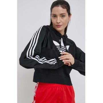 adidas Originals bluză Adicolor HC7050 femei, culoarea negru, cu imprimeu HC7050-BLACK