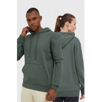 Arkk Copenhagen hanorac de bumbac unisex, culoarea verde, cu glugă, neted