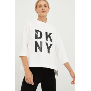 Dkny bluza femei, culoarea alb, cu imprimeu