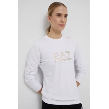 EA7 Emporio Armani bluza femei, culoarea alb, cu imprimeu