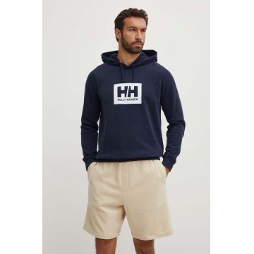 Helly Hansen hanorac de bumbac culoarea bleumarin, cu imprimeu 53289