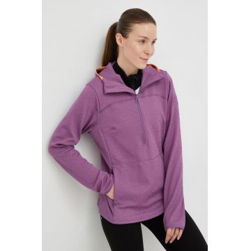 Helly Hansen hanorac Powderqueen femei, culoarea violet, cu glugă, neted