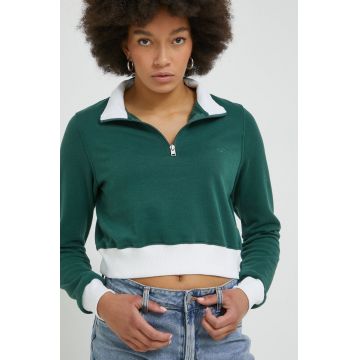 Hollister Co. bluza femei, culoarea verde, neted