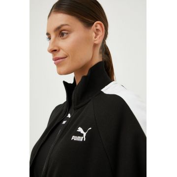 Puma bluză Iconic T7 femei, culoarea negru, cu imprimeu 530078-01