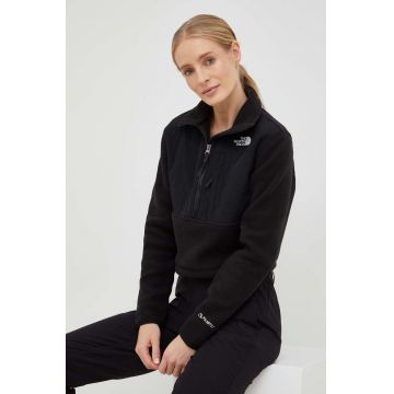 The North Face bluză Denali Cropped Fleece femei, culoarea negru, NF0A7WXYJK31