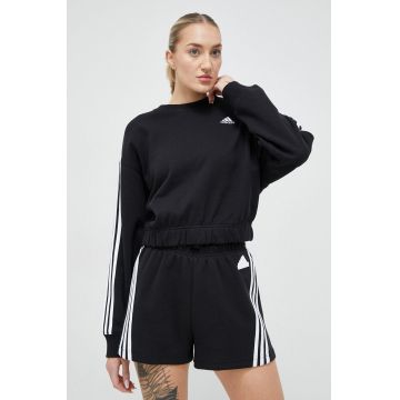 adidas hanorac de bumbac femei, culoarea negru, cu imprimeu