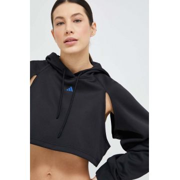 adidas Performance hanorac de antrenament culoarea negru, cu glugă, neted