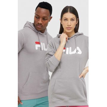 Fila bluza culoarea gri, cu glugă, cu imprimeu