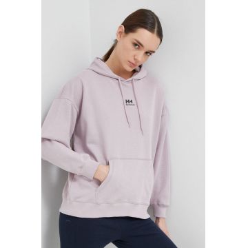 Helly Hansen bluza femei, culoarea roz, cu glugă, neted