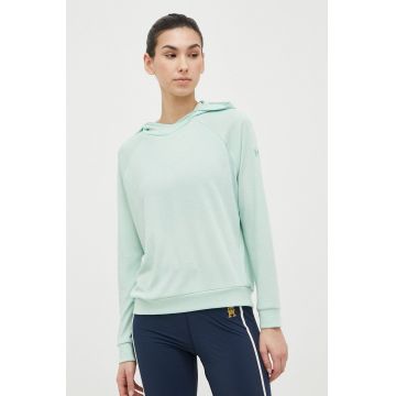 Helly Hansen hanorac Inshore femei, culoarea turcoaz, cu glugă, neted