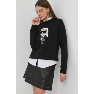 Karl Lagerfeld bluza femei, culoarea negru, cu imprimeu