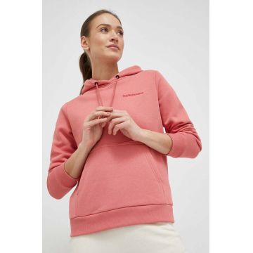 Peak Performance bluza femei, culoarea roz, cu glugă, neted