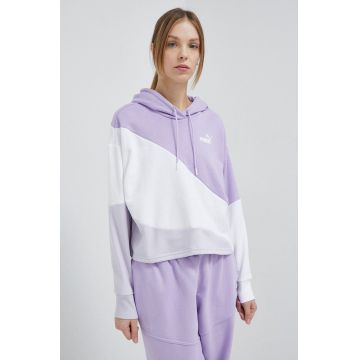 Puma bluza femei, culoarea violet, cu glugă, modelator