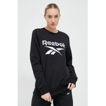 Reebok bluza femei, culoarea negru, cu imprimeu