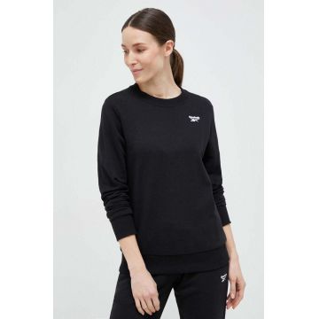 Reebok bluza femei, culoarea negru, neted