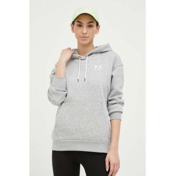 Under Armour bluză femei, culoarea gri, cu glugă, neted 1373033-690