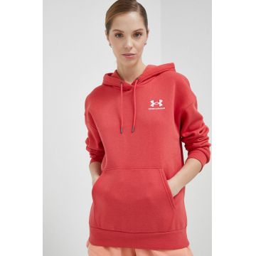 Under Armour bluză femei, culoarea rosu, cu glugă, neted 1373033-690